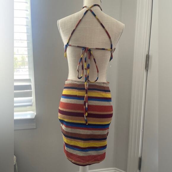 Fashion Nova “Baja Babe” Crochet Multicolor Striped Mini Dress - Picture 9 of 15